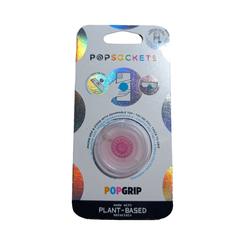 T5-O PopSockets PopGrip with Swappable Top for Phones - Transparent Pink
